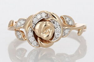 Enchanted Disney Belle 0.13ctw Diamond Cluster Rose Ring 10k Rose Gold Size 7  