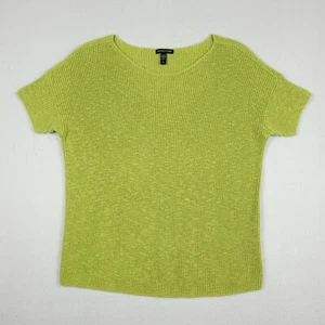 Eileen Fisher Sweater Womens Small Lime Green Organic Cotton Organic Linen Knit - Picture 1 of 8