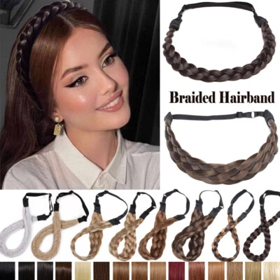 Diadema trenzada trenzada natural extensiones de cabello grueso grueso como banda de cabello humano Foto 1 de 4