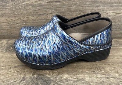 696 Dansko LT Pro Waves Patent Clogs Womens Shoes Size 8.5 Us Blue - Image 1 of 4