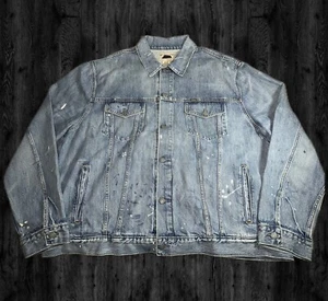 NWOT Polo Ralph Lauren Mens 3XLT Paint Splatter Rugged Trucker Denim Jean Jacket - Picture 1 of 11