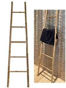 Bambus Leiter, 150cm hoch, Handtuch Halter Holz Kleider Ständer Pflanzen Regal - Bild 1 von 7