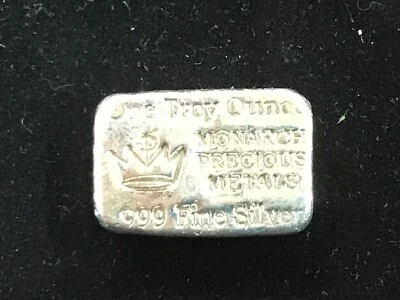 Monarch Precious Metals Poured One Ounce Silver Bar   B0534 - Image 1 of 4