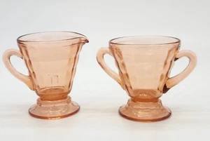Vintage LE Smith Pink Homestead Footed Creamer and Sugar Set - Picture 1 of 6