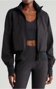 New $129 ZELLA Onward Hybrid Zip Up Hoodie Jacket in Black Sz XS - Picture 1 of 8