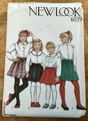 Children’s NEW LOOK Pattern #6039, Blouse & Skirt, Ages 3 to 10, Uncut - Image 1 of 3
