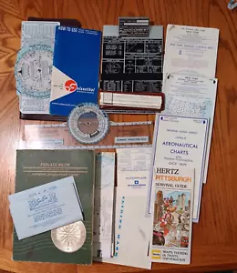 VTG 60s Aviation Felsenthal Computer SlideRule Maps Charts Pilot Program Sic Sac - Picture 1 of 8