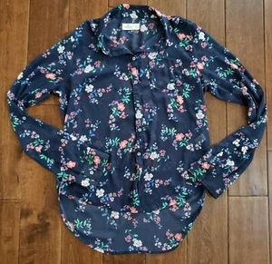 Hollister Womens Blue Floral Long Sleeve Button Up High-Low Shirt Size Small - Imagen 1 de 7