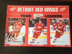 1993 Detroit Red Wings Team Leaders Yzerman Fedorov Probert Starline Poster OOP - Picture 1 of 1