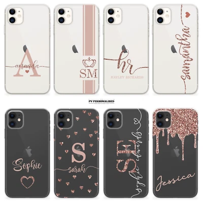 Personalised Phone Case Clear Name Glitter Hard Cover For iPhone 11 Se Xs 7 8 6 - Image 1 of 4