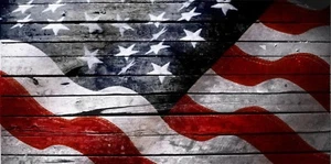 AMERICAN EE. UU. BANDERA GRANERO MADERA VINILO CALCOMANÍA CAMIÓN PUERTA TRASERA ENVOLTURA COCHE - 48" X 23" - Imagen 1 de 2