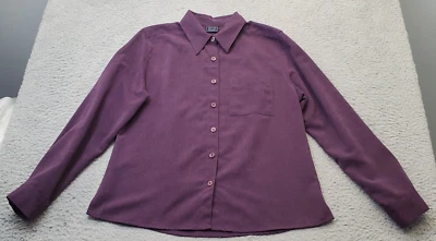 Camisa Laura Scott para mujer talla 10 púrpura poliéster manga larga cuello abotonado Foto 1 de 4