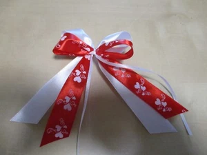 10 x  Antennenschleifen Türschleifen  Autoschleifen Hochzeit,weiß rot Herz - Bild 1 von 3