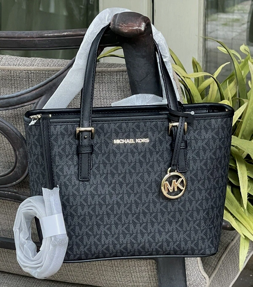 Michael Kors Jet Set Travel Women's Small Tote Bag - 35T9GTVT0B (Black)