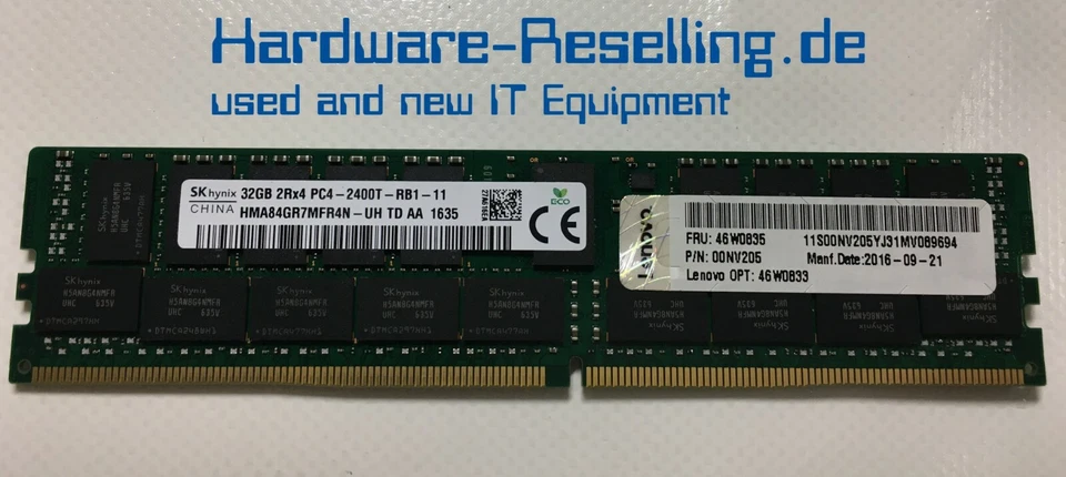 Lenovo DDR4-RAM 32GB PC4-2400T-R ECC RDIMM 2R - 46W0835 46W0833 00NV205 - Bild 1 von 1