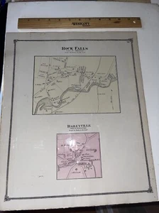 Antique 1869 Rock Falls Baileyville Middlefield CT CONNECTICUT HANDCOLORED MAP - Picture 1 of 5