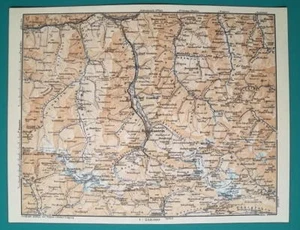 AUSTRIA Alps Bad Gastein Mallinitz Kleinarl & Environs - 1931 BAEDEKER MAP - Picture 1 of 3