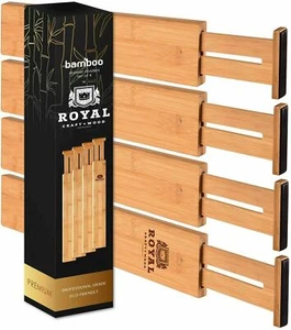 "Organizadores expandibles divisores de cajón de cocina de bambú ajustables 4 piezas, 13,25-16" - Imagen 1 de 6