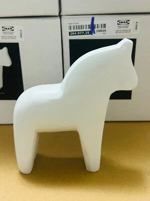 Ikea FINANSIEL Decoración Pequeño Caballo Dala Nórdico, Madera Blanca 5" - NUEVO Foto 1 de 4