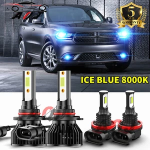 For 2014-2015 Dodge Durango 4PC 8000K blue LED Headlight Bulbs+Fog Lights Kit - Bild 1 von 19