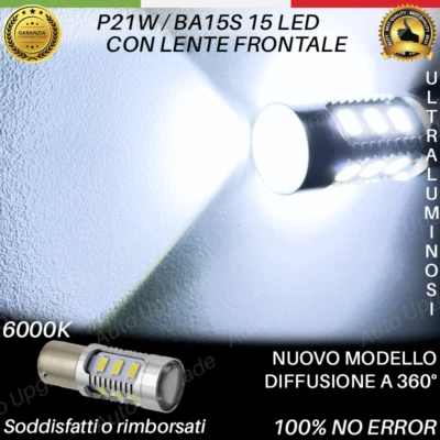 LUCE LAMPADINA RETROMARCIA 15 LED P21W BA15S ALTA LUMINOSITA 6000K BIANCA CANBUS - Immagine 1 di 4