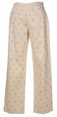 14 LARGE - DIALOGUE Cotton Sateen Pants QVC A07264 Black w/ Pinwheels 14 L NWT - Image 1 of 4