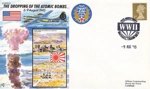 JS50/45/15 Segunda Guerra Mundial Bomba Atómica Caída Cubierta RAF 2015 70a Ann matasellos - Imagen 1 de 1