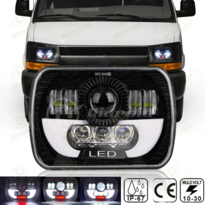 1PCS 7X6 5x7 LED Headlight Hi/Lo Beam For Chevy Express Cargo Van 1500 2500 3500 - Image 1 of 4
