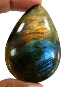 208,10 ct Natürlicher Labradorit Loser Edelstein Cabochon Stein Draht Wickelstein - 1282 - Bild 1 von 2