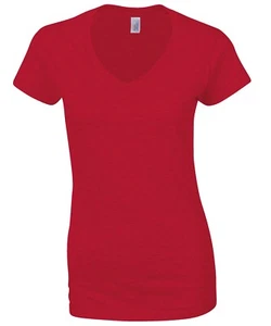 Camisetas Damas Cuello en V (Gildan) ~ ROJO - Pequeño (6/8) - Liquidación Stock - Imagen 1 de 1