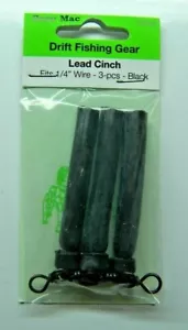 Blei Cinches Beau Mac 1/4" 3 Ct schwarz Drift Angelgerät mit Kreuzschnur Wirbel - Bild 1 von 3