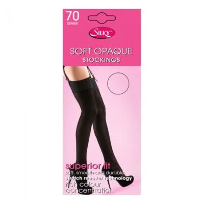 Silky - Soft Opaque Stockings 70 Denier Black One Size - Image 1 of 2