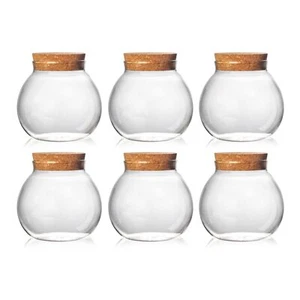 Set of 6 round glass jars with cork lid – 17oz wedding candy jar kitchen jar ... - Picture 1 of 7