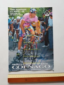 Colnago Tony Rominger 1995 foto cartolina locandina con autografo originale - Imagen 1 de 2