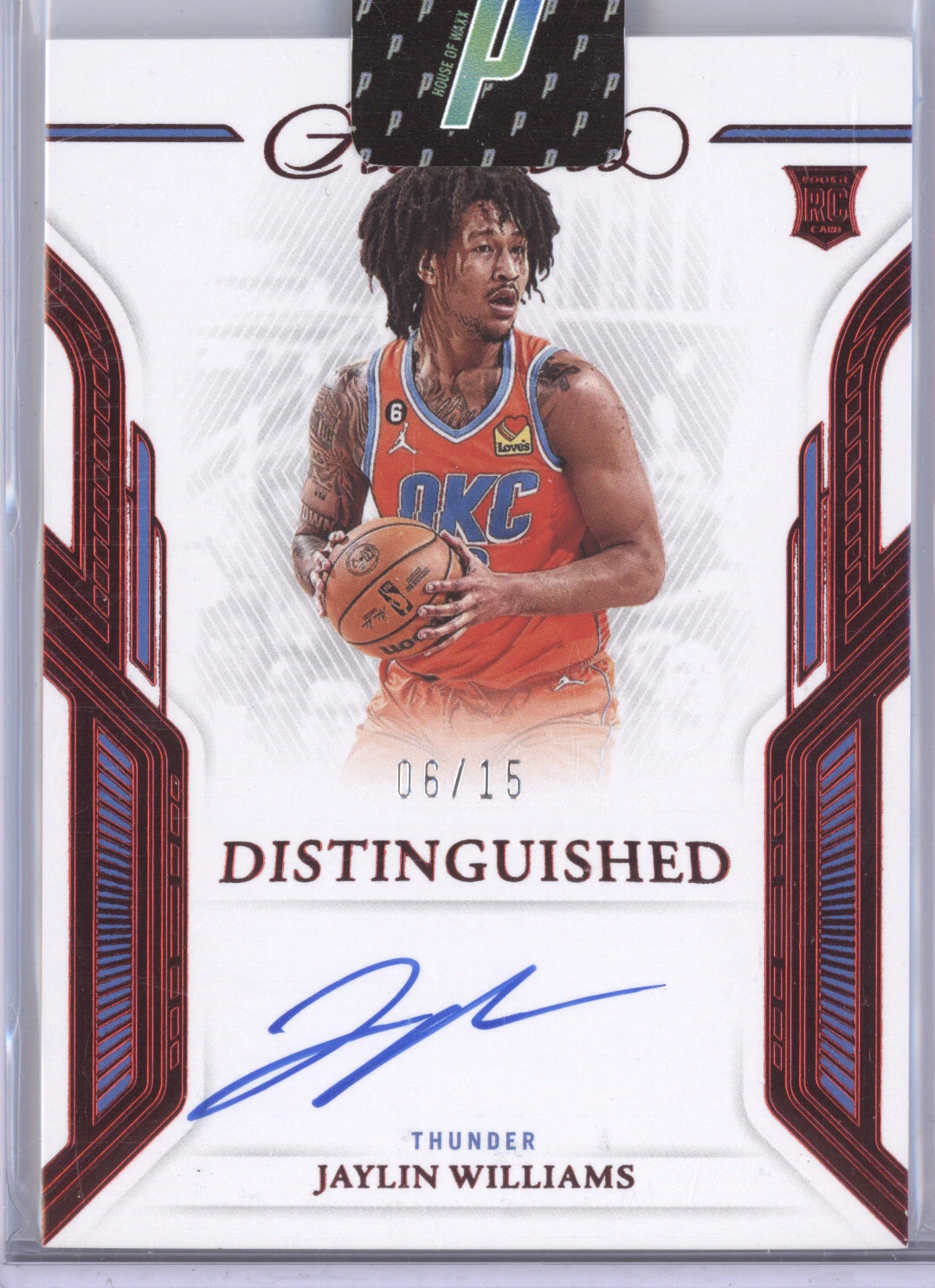 JAYLIN WILLIAMS 2022-23 PANINI FLAWLESS ROOKIE DISTINGUISHED AUTO RUBY 06/15 RC