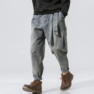 2022 Fashion Baggy Mens Denim Harem Pants Jeans Loose Retro Casual Trousers Pant - Picture 1 of 9