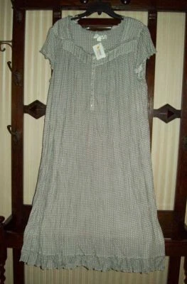 NWT DEFECT EILEEN WEST 100% MODAL KNIT S/S GOWN RUFFLE 6515933 BLACK PRINT 2X - Image 1 of 4