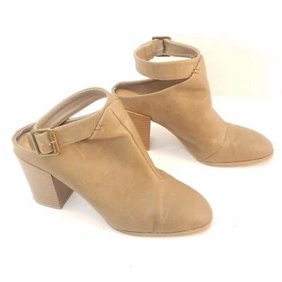 QUPID Sandalia con Cordones Mula Botines Hebilla al Tobillo Bronceado Bloque Tacones Mujer Talla 7.5 Foto 1 de 4