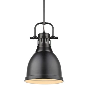 Golden Lighting Duncan Small Rod Pendant, Black/Black Shade - 3604-SBLK-BLK - Picture 1 of 1