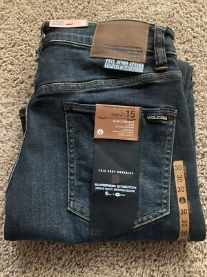 Volcom Vorta 15 Slim Straight Stretch Fit Dark Blue Size: Waist 30 Inseam 32 - Image 1 of 4