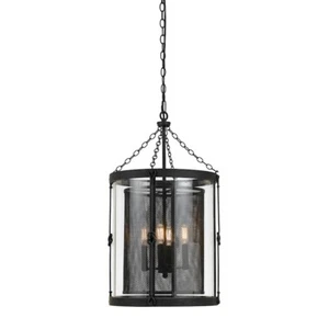 Cal Lighting Westchester 4 Light Glass/Steel Chandelier, Black Smith - FX-3617-4 - Picture 1 of 1