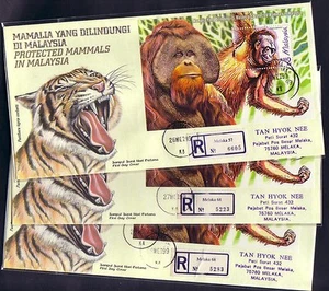 1999 Malaysia Special Lot 3 FDCs Officially Sent by Registered Mail RARE Error - Picture 1 of 10