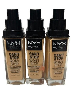 3x NYX Can't Stop Won't Stop Full Coverage Foundation CSWSF08 True Beige NO CAP - Image 1 of 3
