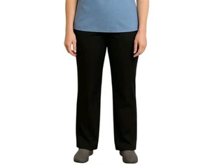 New Womens Black Nursing Scrubs Pants Xs Straight Leg Comfort Waist Tie - Picture 1 of 5