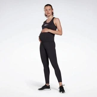 NEW NWT Black Sz XS Maternity Elastic Waist Stretchy Athletic Leggings REEBOK - Image 1 of 4