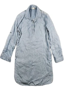 Kut From The Kloth Dress Women Small Blue Denim Chambray Tunic Shirt Lagenlook - Picture 1 of 7