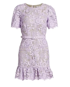 Milly Garden Lace Flounce Minidress Size 2 New Lavender - Picture 1 of 14