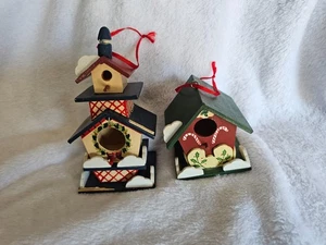 (2) Vintage 1997 House Of Lloyd Wood Bird Houses Christmas Ornaments Multicolor - Picture 1 of 15