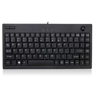 AKB-310UB - Wired USB Mini Trackball USB Keyboard, 87-Key US Layout, Black - Picture 1 of 8