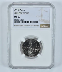 2010-P Washington Quarter Yellowstone America The Beautiful MS67 NGC *9082 - Picture 1 of 5
